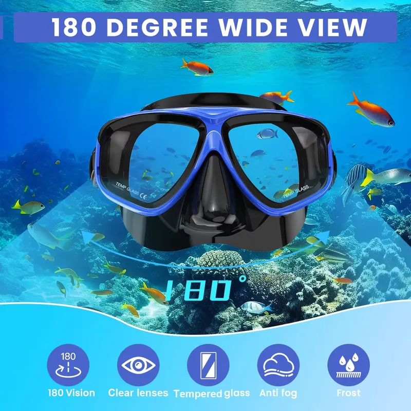 طقم غوص وسباحة بصري لقصر النظر - مراجعة Diving Mask Tempered Glass Optical وسعره
